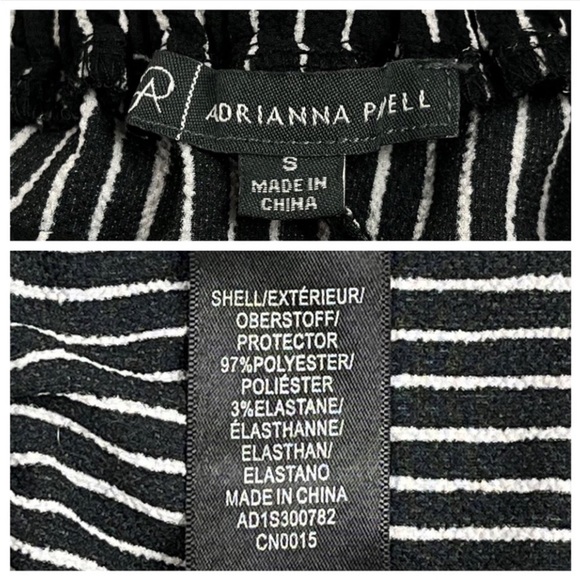 ❤️ ADRIANNA PAPELL Pinstripe Crepe Wide Leg Pull-On Cropped Pants Gauchos Goth - Picture 8 of 10